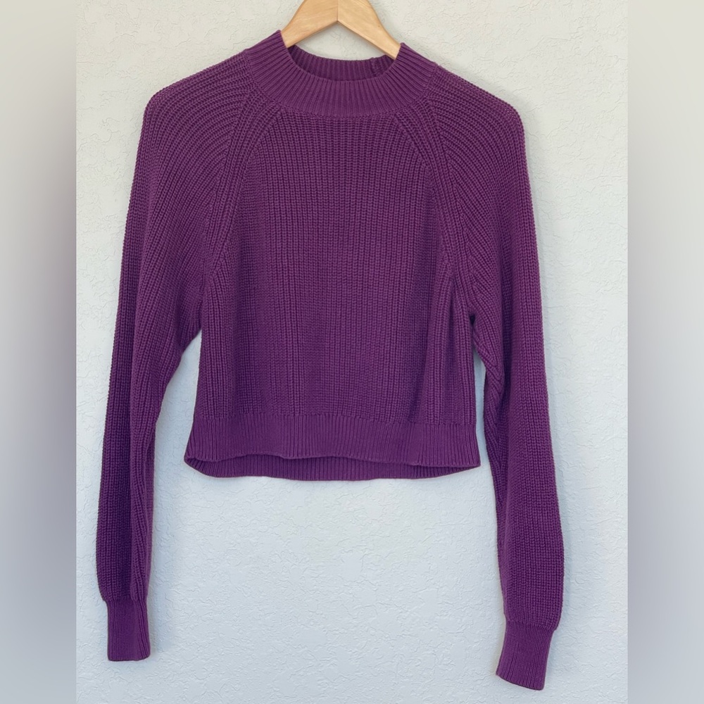 Kendall & Kylie Chunky Knit Mock Turtleneck Cropped Sweater